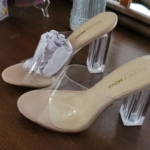 Fashion Nova clear slip on heels